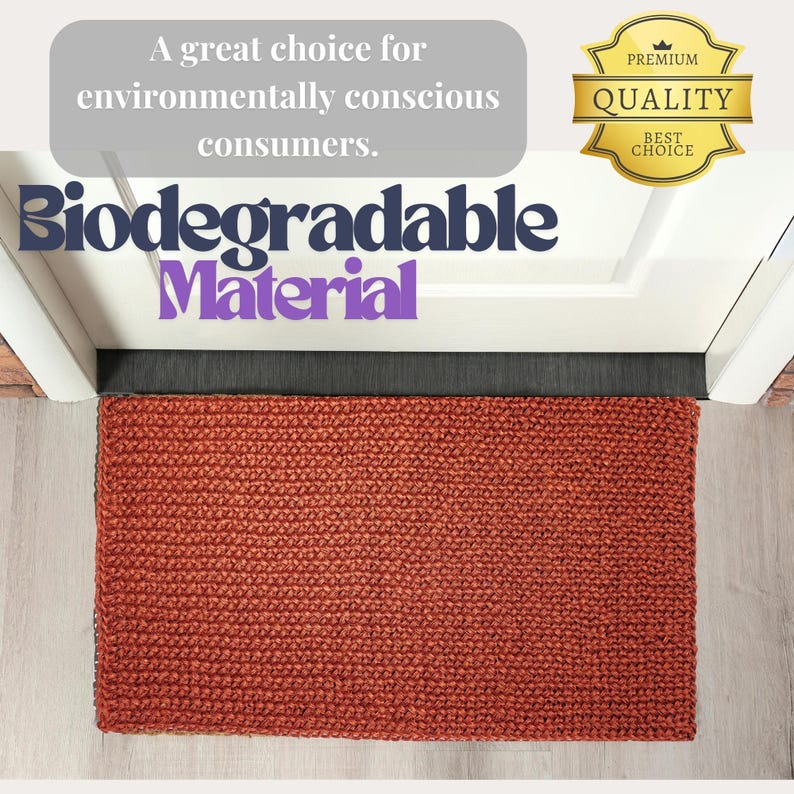 Handwoven Natural Palm Fiber Rug, Copper Entryway Mat image 4