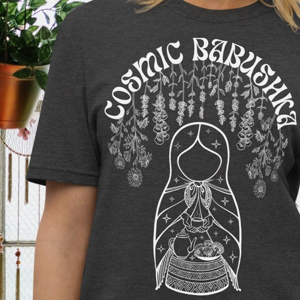 Cosmic Babushka Shirt, Slavic Folklore Shirt, Polska Czarownica, Polska Babcia Koszulka, Polish Grandmother Shirt, Babushka Boho Shirt,