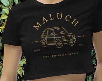 Maluch Woman's Crop Top, Polski Fiat 126p Shirt, Mały Fiat Koszulka, Maly Fiat Tee, Polish Fiat 126p Logo, Polish Cars Crop Top