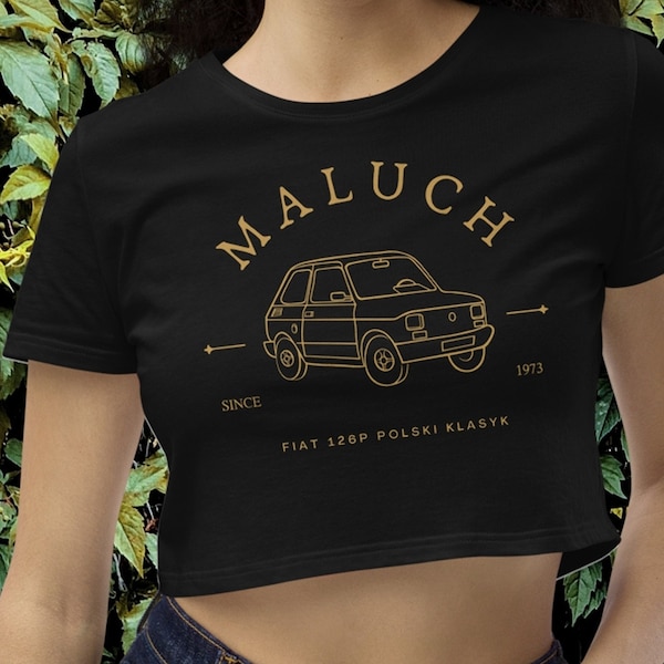 Maluch Woman's Crop Top, Polski Fiat 126p Shirt, Mały Fiat Koszulka, Maly Fiat Tee, Polish Fiat 126p Logo, Polish Cars Crop Top