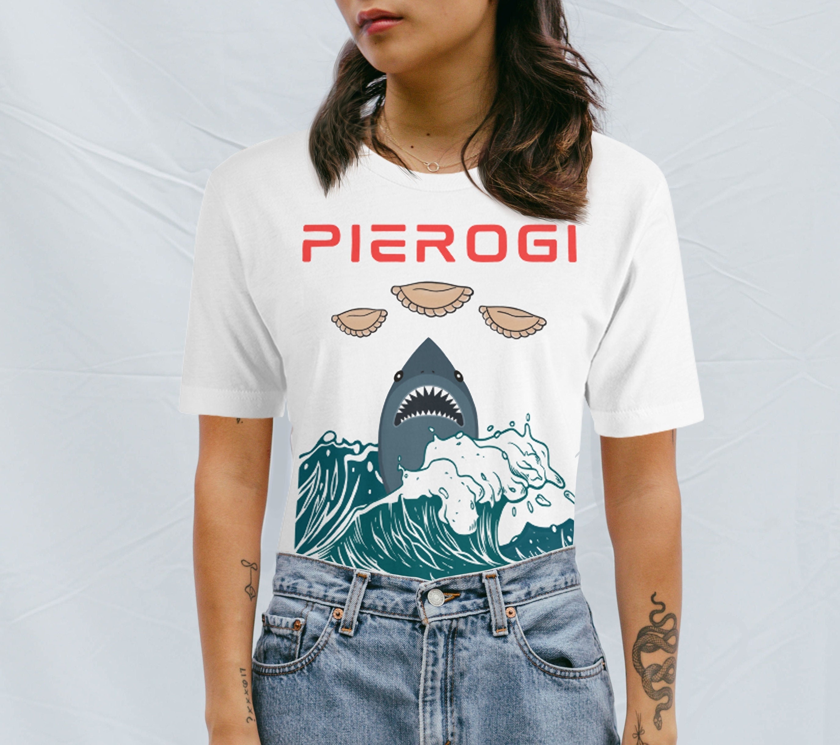 Pierogi Shark Polska Koszulka Funny Polish Shirt With