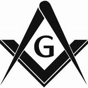 May include: Black and white image of a Masonic symbol, a square and compass with a 'G' in the center.