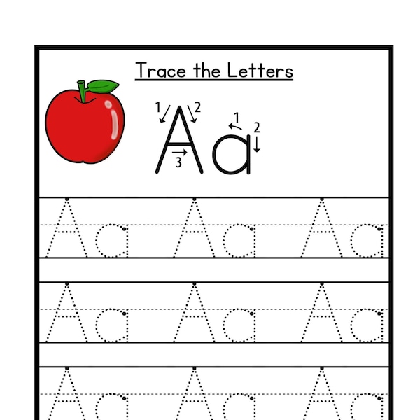 Preschool Tracing Worksheet, 26 Printable Trace the Alphabet Worksheets, Preschool-KDG Phonics, Alphabet Trace Worksheet, Learn to Trace