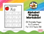 Preschool Tracing Worksheet, 26 Printable Trace the Alphabet Worksheets, Preschool-KDG Phonics, Alphabet Trace Worksheet, Learn to Trace