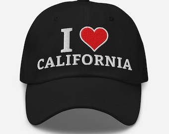 I Love California Hat – Embroidered Dad Cap – State Souvenir Baseball Hat
