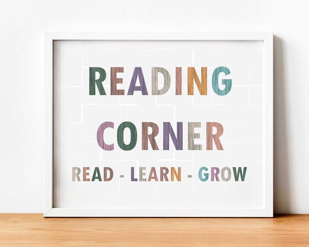 Reading Corner Sign, Let's Read Poster, Reading Nook, Boho Classroom