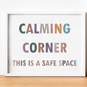 Calming Corner Sign, Let&#39;s Read Poster, Reading Nook, Boho Classroom Decor, Playroom Wall Decor, Montessori Kids Read Wall Art
