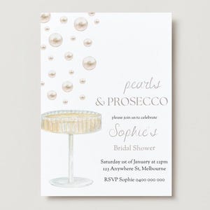 Pearls & Prosecco Bridal Shower Invitation Template