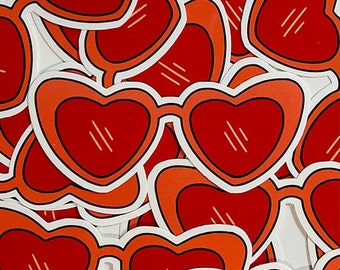 Heart Shaped Glasses Sticker | Hand-drawn | Heart | Valentine's Day | 70s | 80s | Vibes