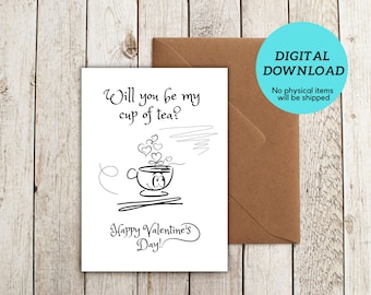 Valentine's Day Cup of Tea Card | Printable Gift (Digital Download)