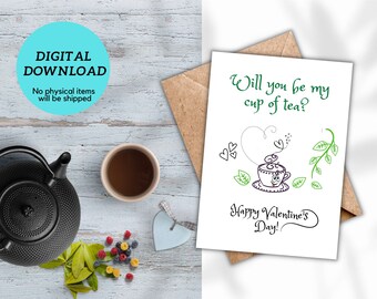 Valentine's Day Card | Cup of Tea Design (Digital Download)