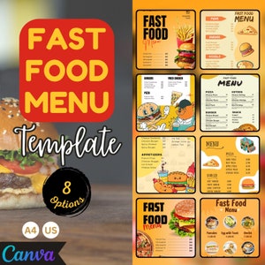 Modèle de menu de restauration rapide : menu de restaurant modifiable (téléchargement PDF instantané)