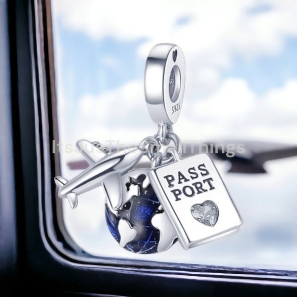 Genuine 925 Sterling Silver Holiday Plane Charm Bead for European Bracelets Fits Pandora