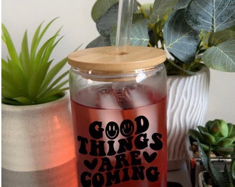 Le cose buone stanno arrivando vetro / Libbey bicchiere / Birra lattina di vetro / Bicchiere da caffè / Tazza alla moda carina / Tazza di vetro / Tazza di positività
