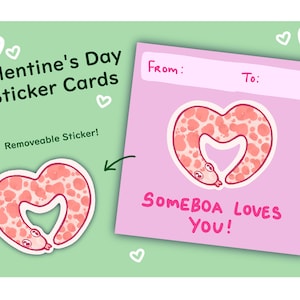 Laminiertes Vinyl "Someboa Loves You!" Valentinstag Sand Boa Karten Sticker