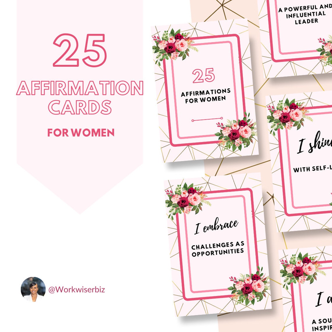 Editable Self Care Card Deck 25 Women Affirmation Cards - Etsy
