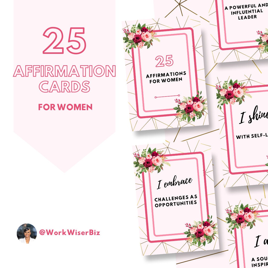 Editable Self Care Card Deck | 25 Women Affirmation Cards ...