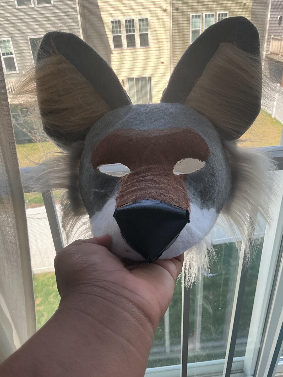 Wolf Mask, Hand-painted Faux Fur Costume Accessory - Etsy