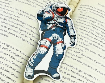 Marcador de astronauta estilo cómic / Marcadores laminados troquelados / Marcador espacial /