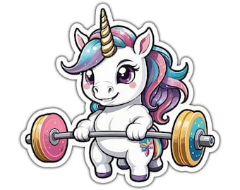 Gewichtheben Einhorn wasserdicht Aufkleber | Fitness Gym Aufkleber |