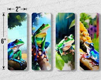 Watercolor Frog Printable Bookmarks | Set of 4 (Digital Download)
