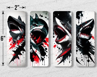 Bloody Shark Bookmarks Set | Gory Illustration Art (Digital Download)