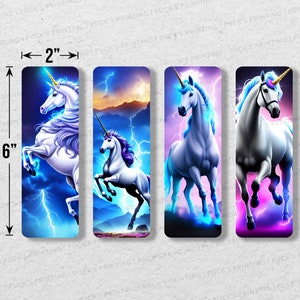 Majestic Unicorns & Lightning Printable Bookmark Set Of 4 | Printable Bookmarks | Instant Download | Digital Download |