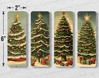 Vintage Christmas Tree Bookmark Set | Holiday Printable (Digital Download)