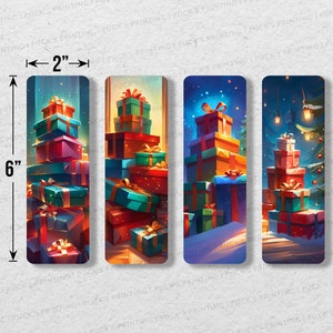 Animated Christmas Gift Stacks Printable Bookmark Set Of 4 | Printable Bookmarks | Instant Download | Digital Download | Christmas Bookmark