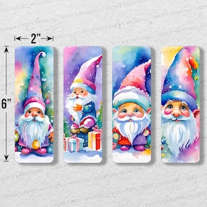 Watercolor Christmas Gnomes Printable Bookmark Set Of 4 | Printable Bookmarks | Instant Download | Digital Download | Christmas Bookmark |