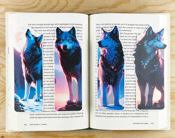 Juego de 4 marcadores de lobo majestuoso / Marcadores troquelados laminados / Regalo para amantes de los animales / Juego 1 /