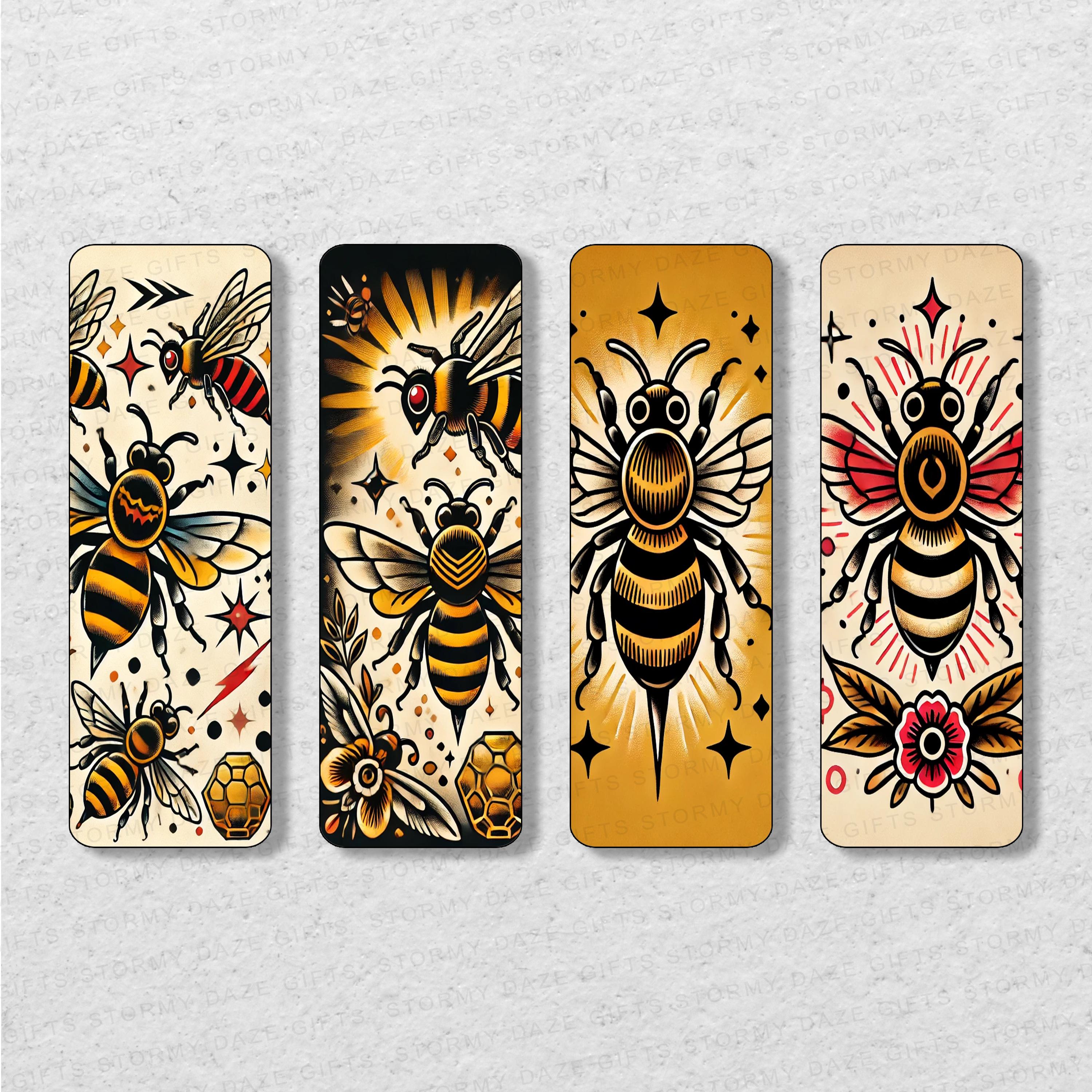 Traditional Tattoo Bees Printable Bookmark Set | Printable Bookmarks ...