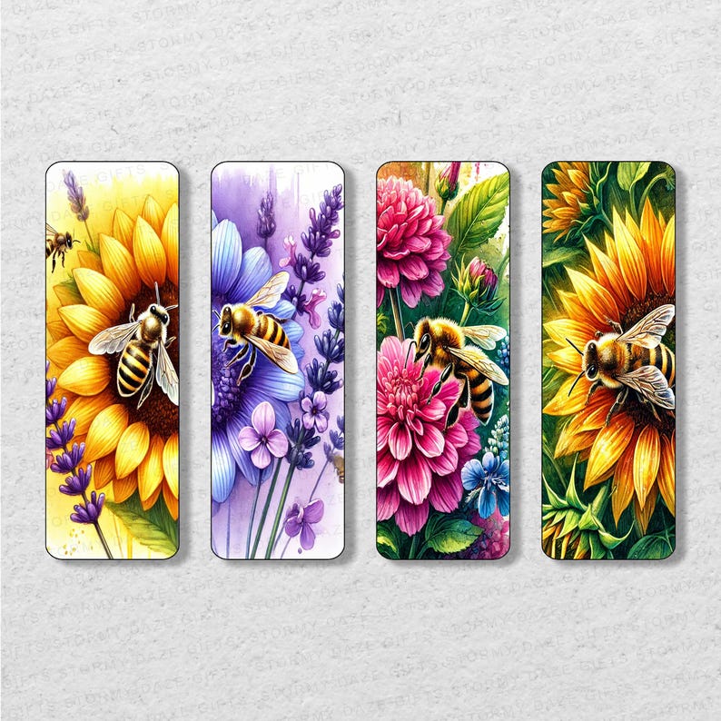 Vibrant Bees Printable Bookmark Set | Printable Bookmarks | Instant ...
