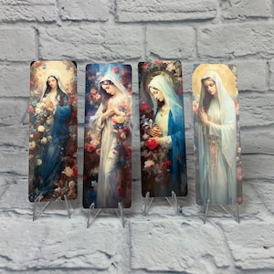 Marcadores de la Virgen María Católica / Marcadores laminados troquelados / Marcadores de la Biblia /