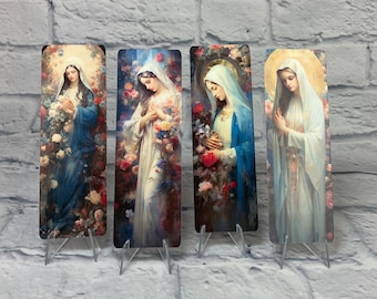 Catholic Virgin Mary Bookmarks | Laminated Die Cut Bookmarks | Bible Bookmark |
