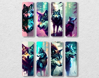Vibrant Wolf Bookmarks Set | Animal Lover Gifts (Digital Download)