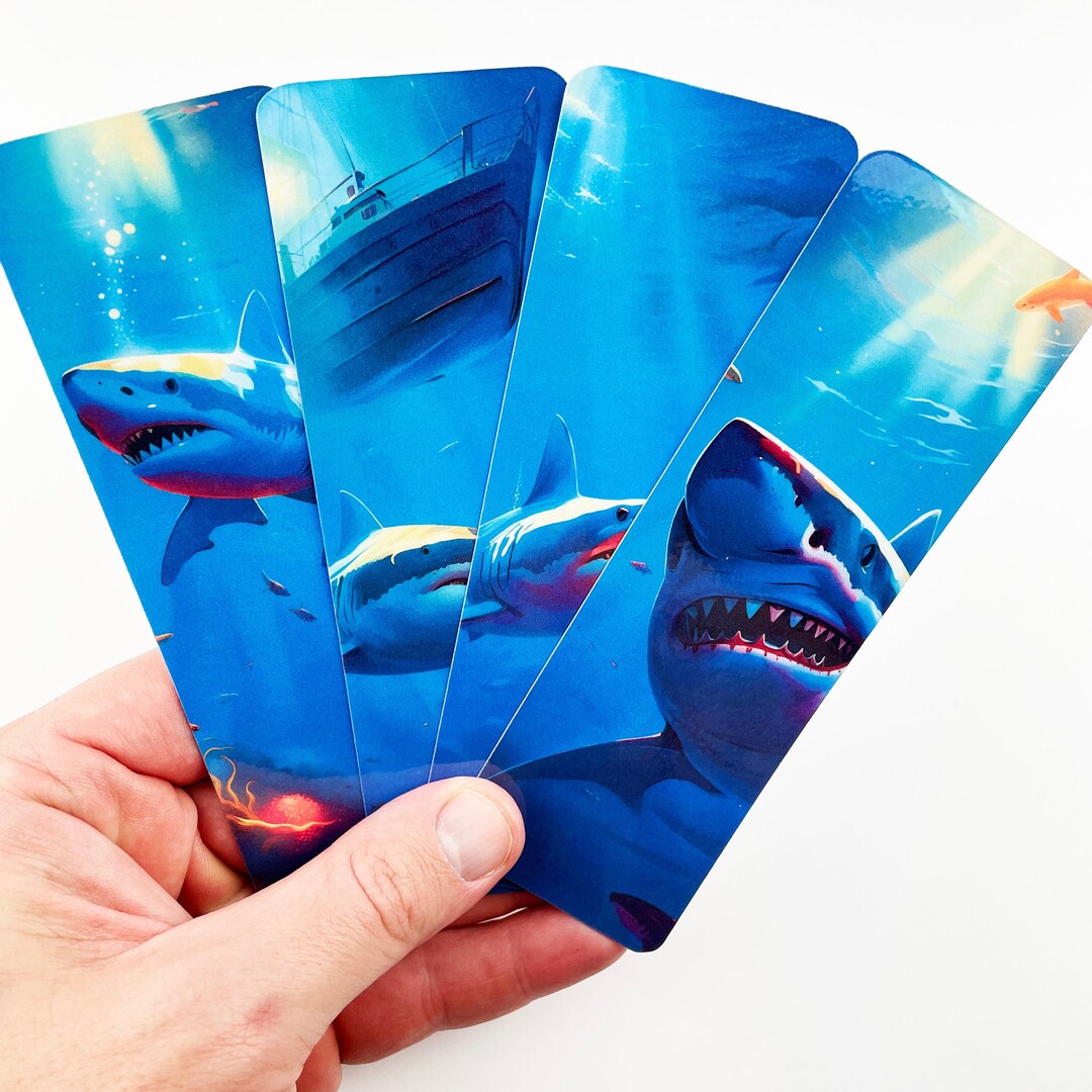 Awesome Shark Bookmark Set of 4 | Laminated & Die Cut | #3 | - Etsy
