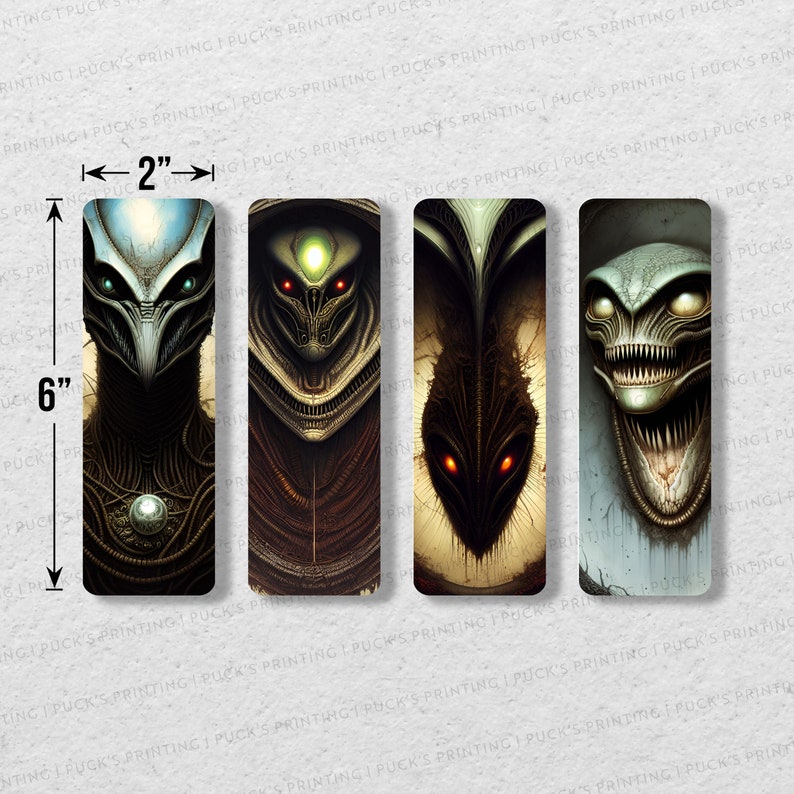 Horror Aliens Printable Bookmark Set of 4 Printable Bookmarks Instant ...