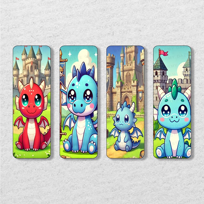 Kawaii Dragons Printable Bookmark Set | Printable Bookmarks | Instant ...