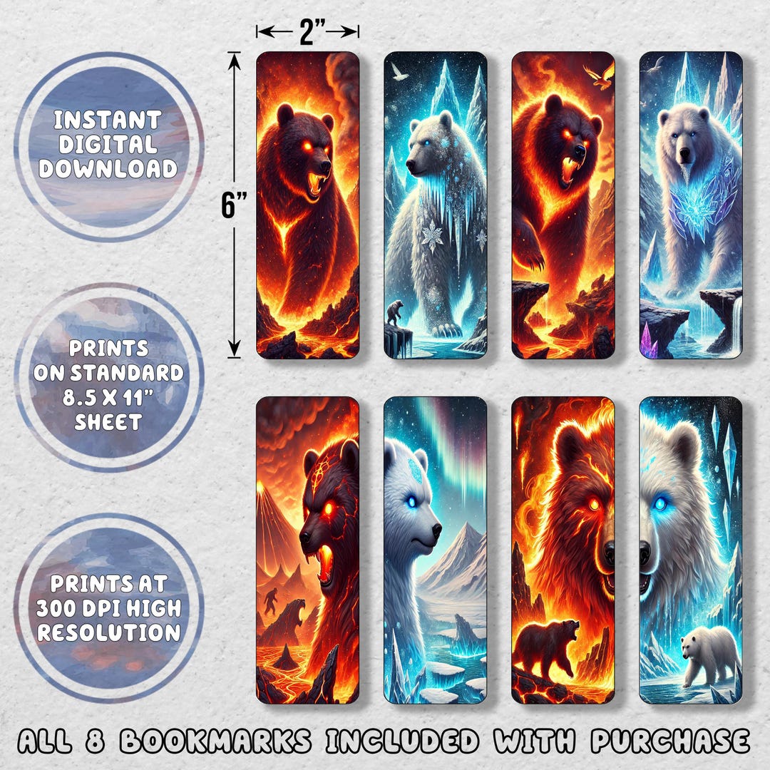Fantasy Bear Printable Bookmark Set | Printable Bookmarks | Instant ...