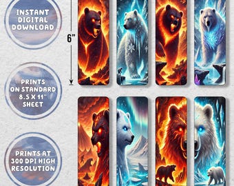 Fantasy Bear Printable Bookmark Set | Printable Bookmarks | Instant Download | Digital Download |