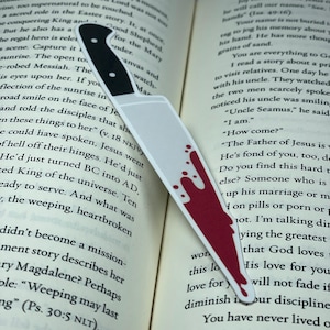 Bloody Knife Bookmark | Laminated Die Cut Bookmarks | Horror Bookmark |