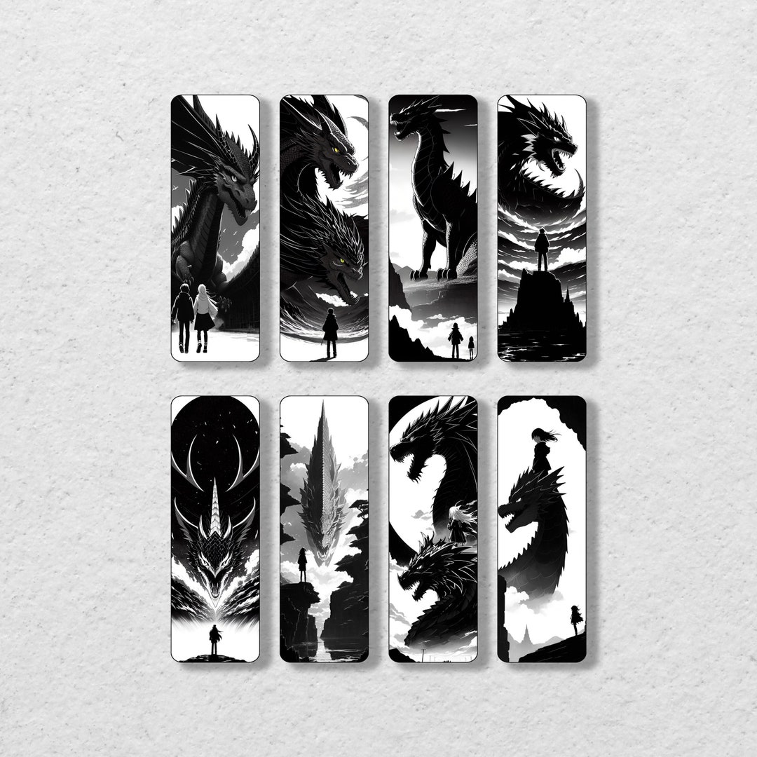 Manga-style Dragon Printable Bookmark Set Printable Bookmarks Instant ...