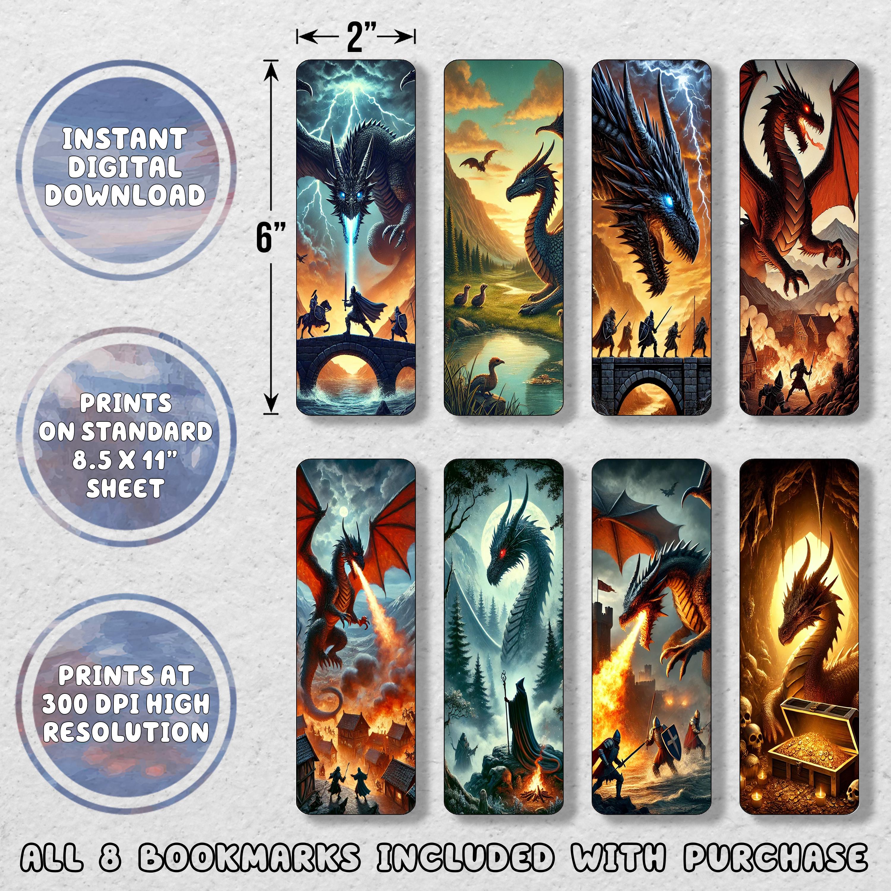 Medieval Dragons Printable Bookmark Set | Printable Bookmarks | Instant ...