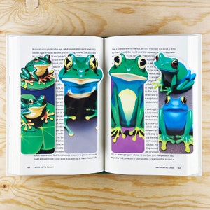 Set Of 4 Colorful Frogs Bookmarks | Laminated Die Cut Bookmarks | Animal Lover Gift | Set 1 |