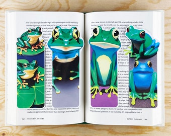 Set Of 4 Colorful Frogs Bookmarks | Laminated Die Cut Bookmarks | Animal Lover Gift | Set 1 |