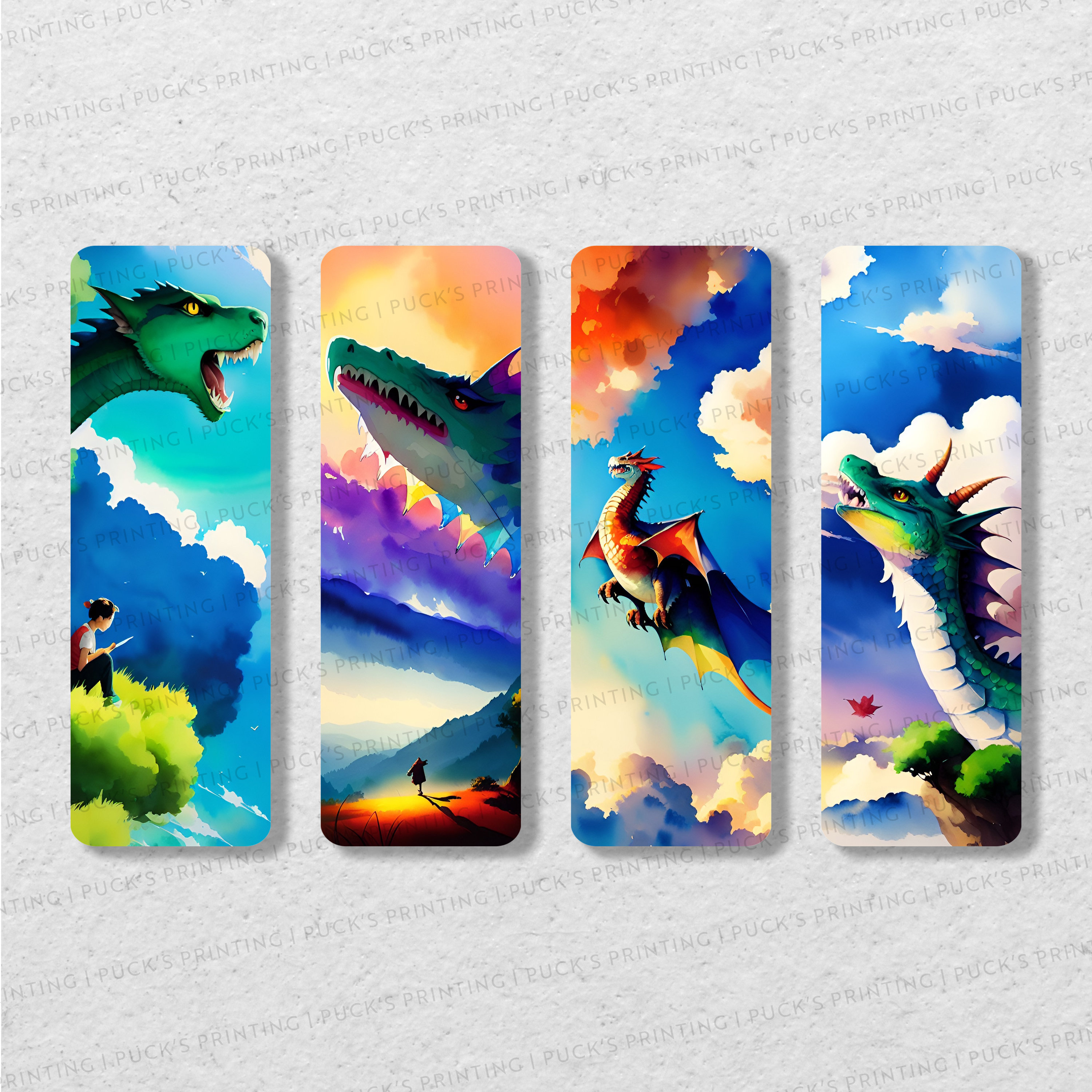 Watercolor Dragon Printable Bookmark Set Printable Bookmarks Instant ...