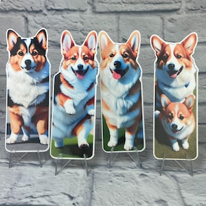 Corgi Bookmarks | Set Of 4 | Laminated Die Cut Bookmarks | Cute Bookmark | Dog Lover Gift |