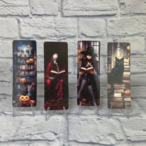 Spooky Reader Bookmarks | Set Of 4 Laminated Die Cut Bookmarks | Halloween Bookmark |