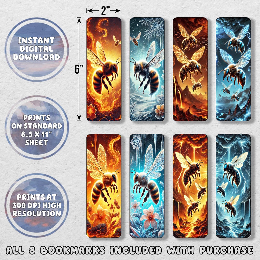 Fantasy Bees Printable Bookmark Set | Printable Bookmarks | Instant ...